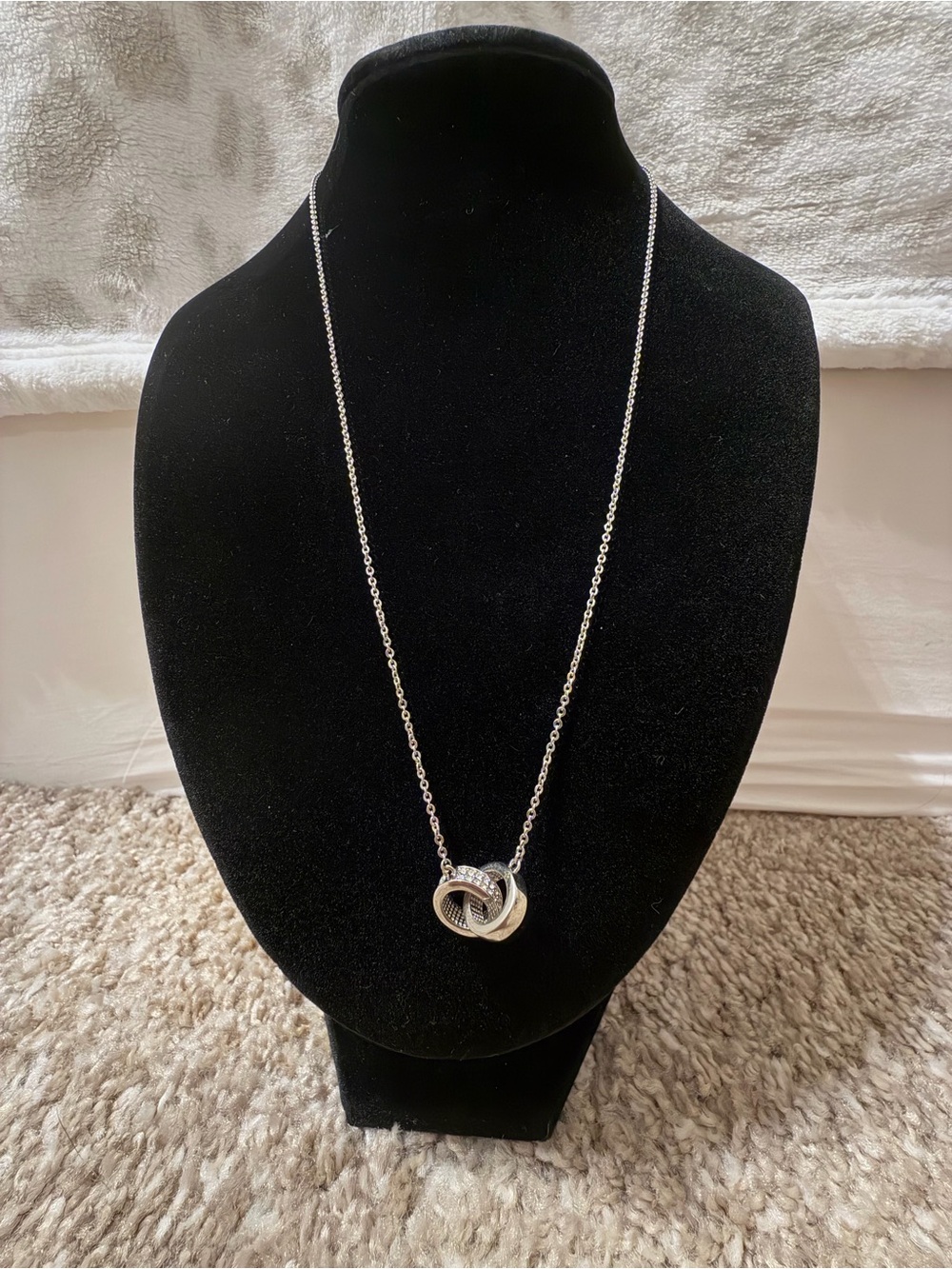 Silver-Tone Interlocking Circle Crystal Necklace